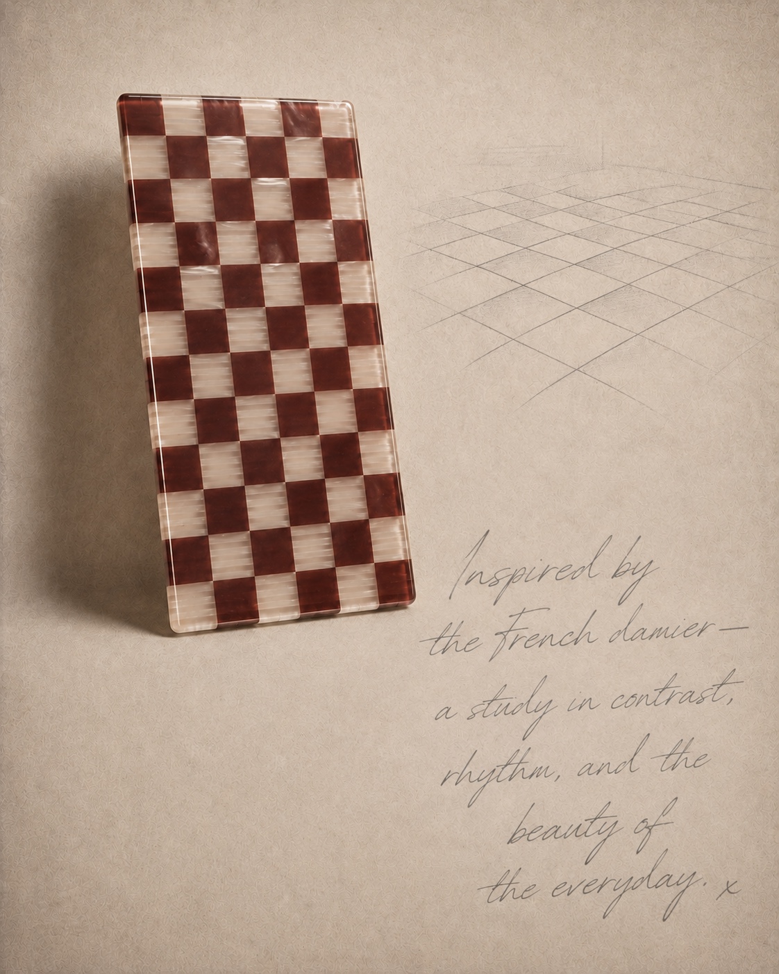 Oxblood and cream Damier dental floss package