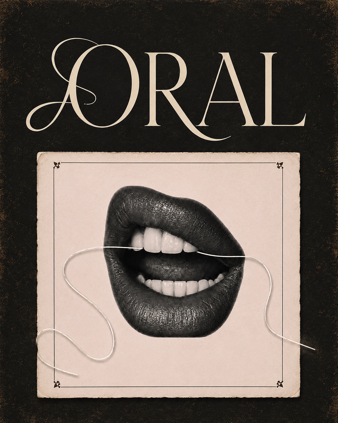 Anouk Oral editorial showing a mouth and dental floss